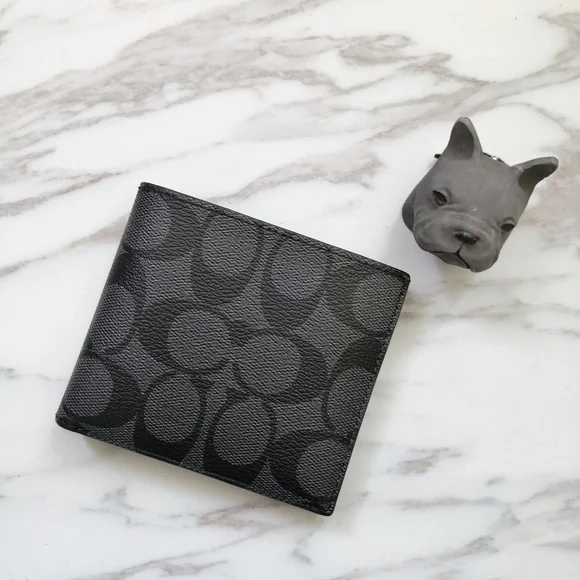 Coach Bags New Coach Double Billfold Wallet In Signature Charcoalblack F7583 50 Poshmark